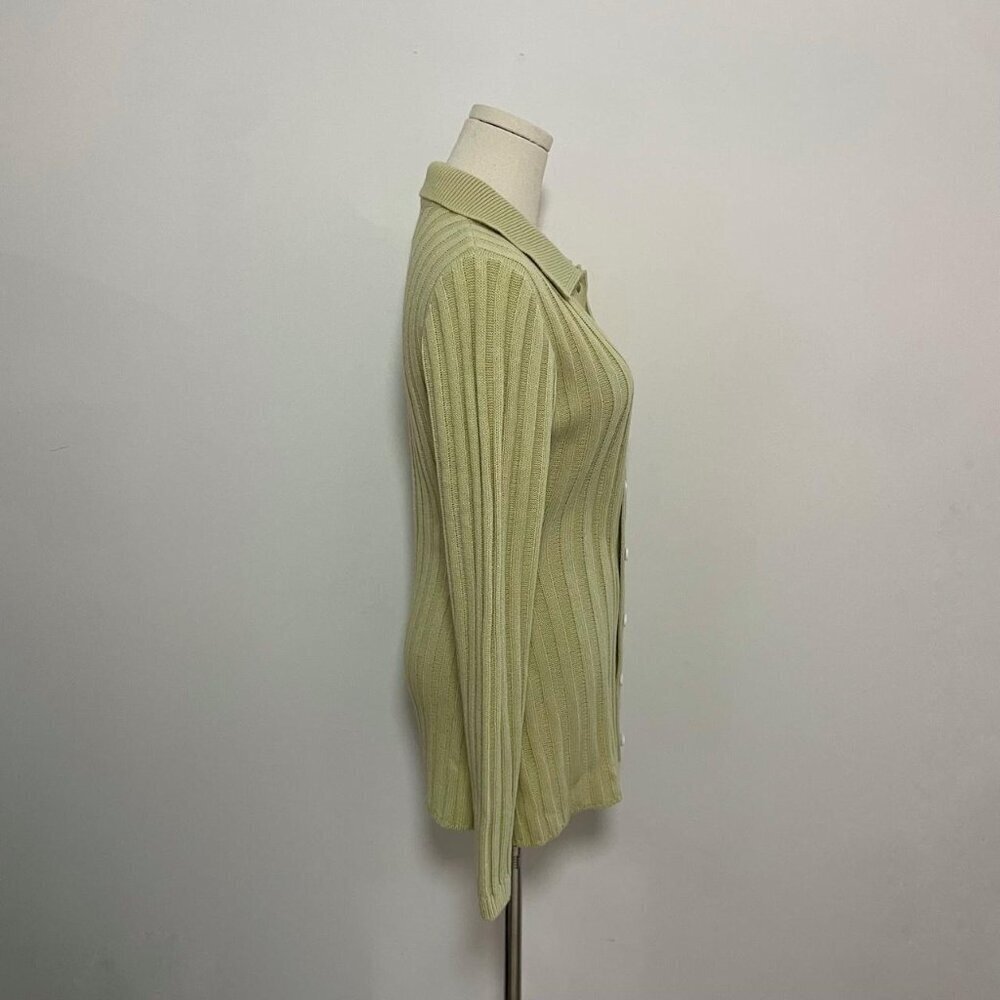 Sabo Nessi Sage Green Ribbed Button-Up Cardigan | Women’s Size Small (AUS 8 / US - Picture 3 of 7